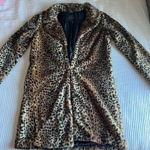 Faux fur leopard coat